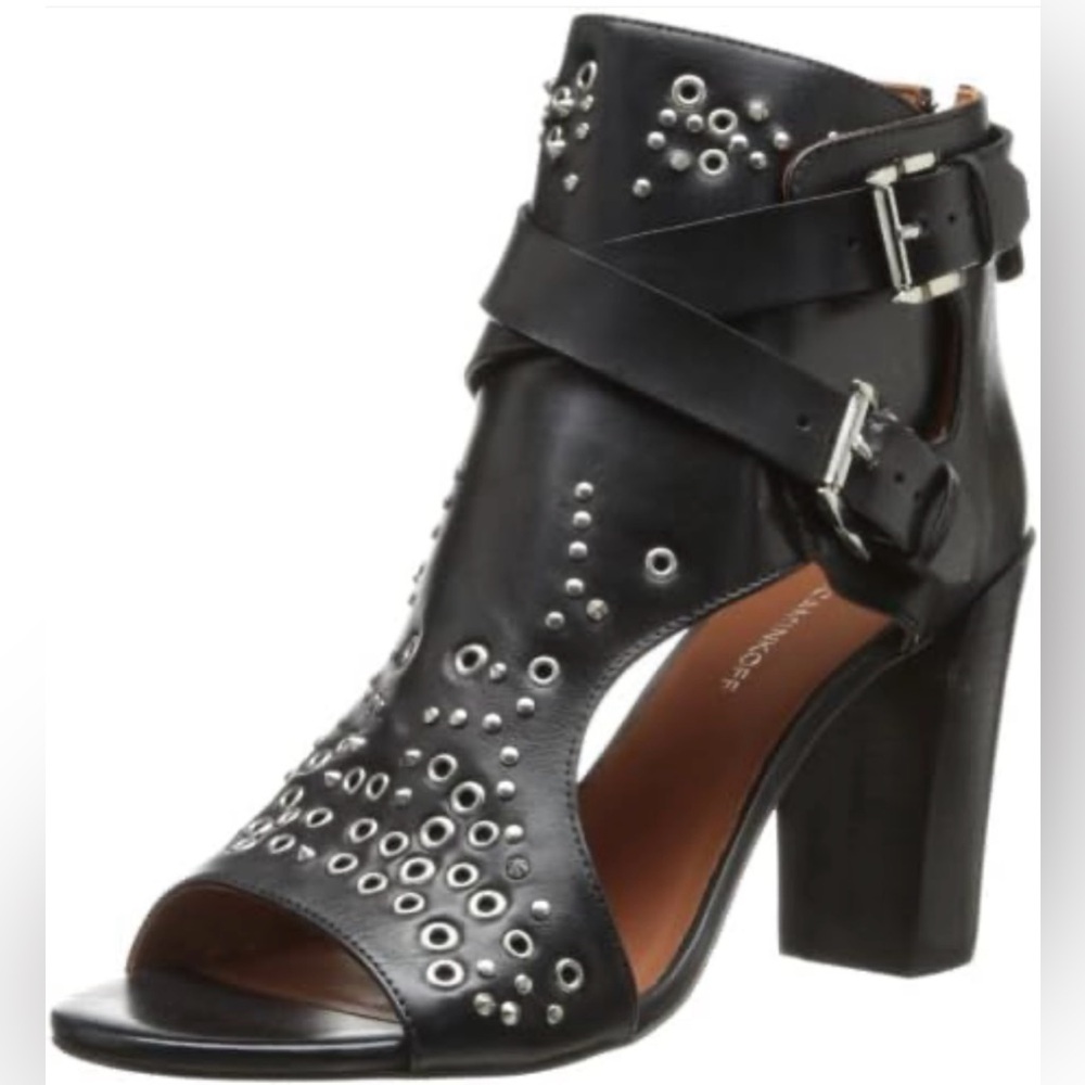 🖤 REBECCA MINKOFF Stud Leather Peep Toe Heel 🖤